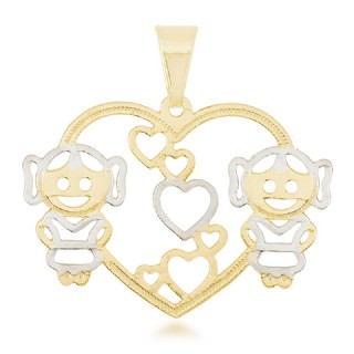 Pingente Dourado Corao Menina