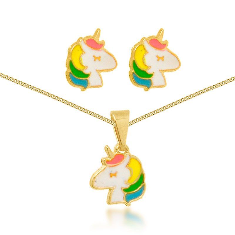 Conjunto Infantil Dourado Unicrnio