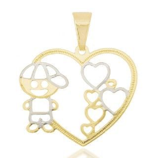 Pingente Dourado Corao Menino