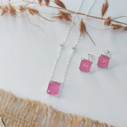 Conjunto Prata 925 Retangulo Color