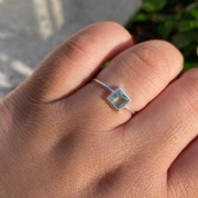 Anel Prata 925 Pedras Quadradas Colors