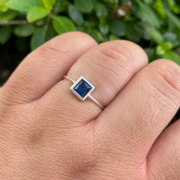 Anel Prata 925 Pedras Quadradas Colors