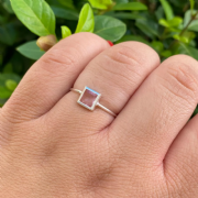 Anel Prata 925 Pedras Quadradas Colors