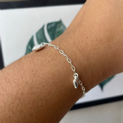 Pulseira Prata 925 Pingentes Cora��es Chapeados