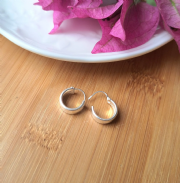 Argola Prata 925 Acabamento Quadrado 1cm di�metro 5mm espessura