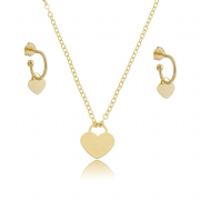 Conjunto Dourado Cora��o Cadeadinho