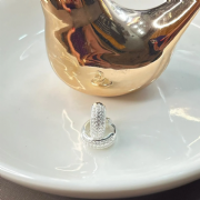 Argola Prata 925 Cravejada Abaulada 3 Fileiras