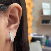 Brinco Prata 925 Estilo Argola Cravejada