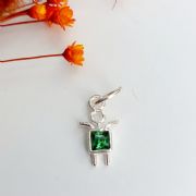 Pingente Prata 925 Menino com Zircnia Verde