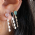 Brinco Prata 925 Ear Cuff Estrela Gota Pedra Natural
